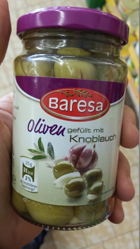 Baresa - Oliven, gefüllt mit Knoblauch | Kalorien, Nährwerte
