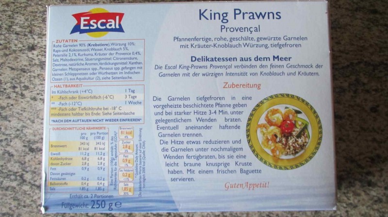 Escal King Prawns Garnelen Provencal Mit Krauter Knoblauch Wurzung