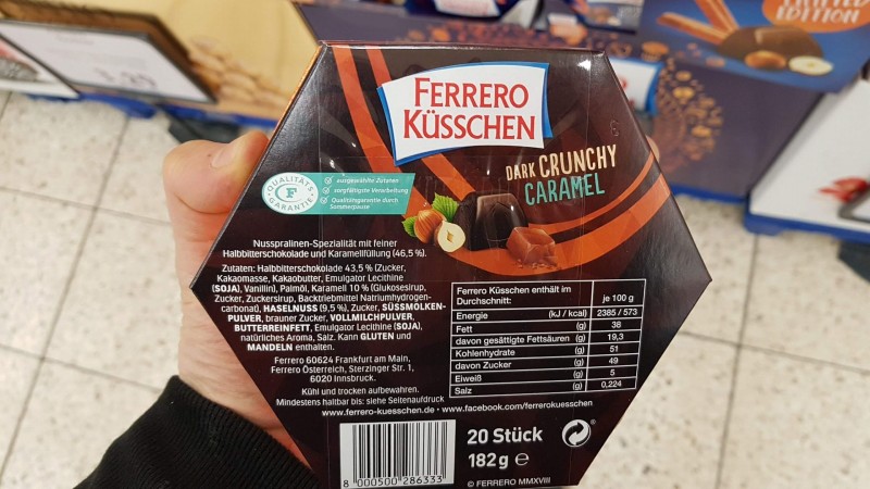 Ferrero Küsschen, Dark Crunchy Caramel | Kalorien, Nährwerte