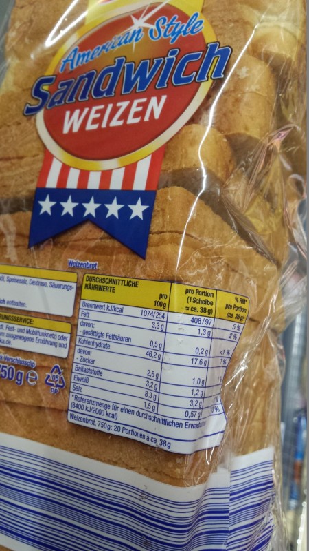 Gut &amp; Günstig (edeka) American Style Sandwich, Weizen