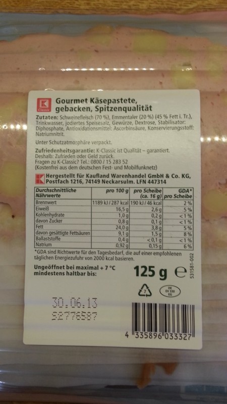 K-Classic (Kaufland) Käsepastete | Kalorien, Nährwerte