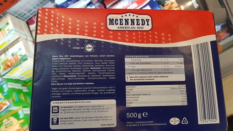 McEnnedy - Spareribs, Hot | Produktdaten Nährwerte, Kalorien