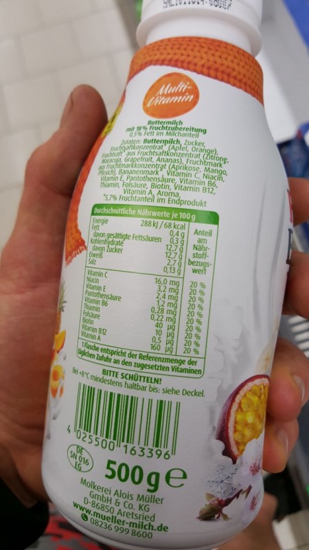 Müller - Frucht Butter Milch | Kalorien, Nährwerte